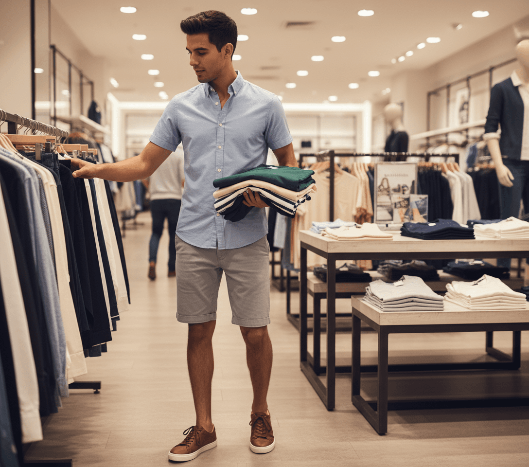 AI generated: The Hispanic male is skinny, he is 5'0" tall, he is wearing a baby blue dressed SHORT sleeve shirt, ...