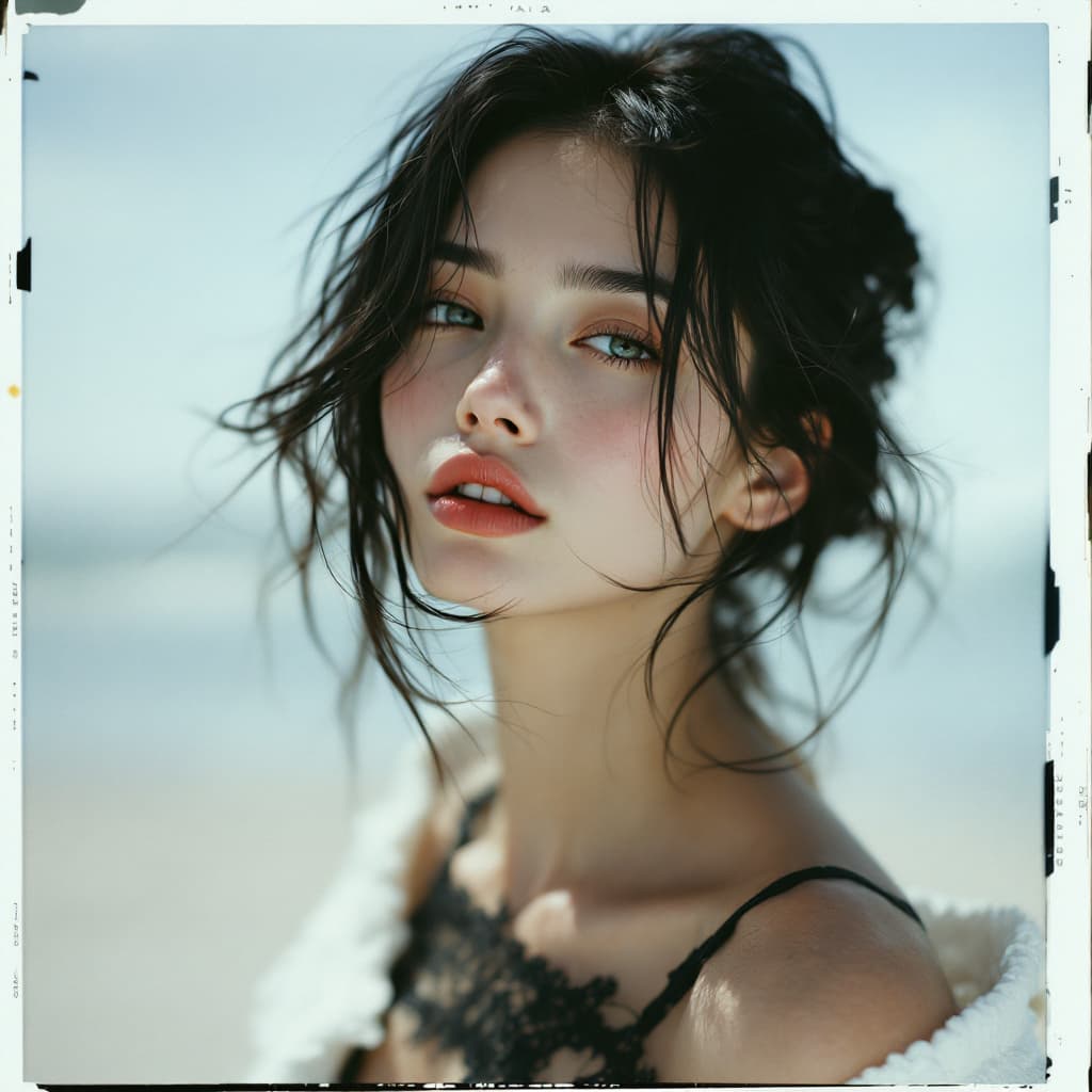 AI generated: female, Caucasian, Polaroid proof, hyper-realistic, lifelike --ar 35:64 --style raw