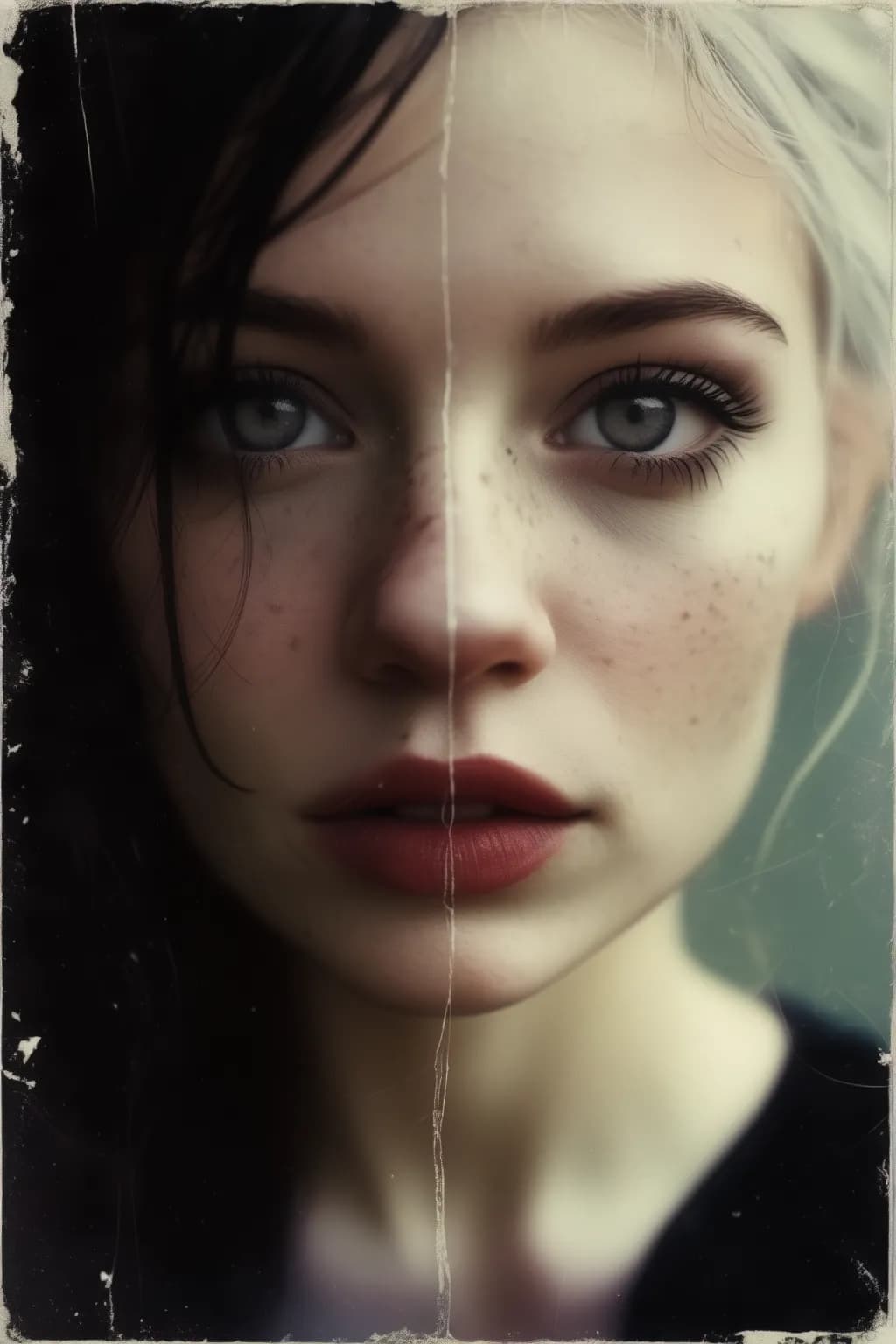 AI generated: Scratches on the photo, Candid Pose, by bill mantlo, Bokeh, Elsa, Goth Black Spider Style, by Conrad...