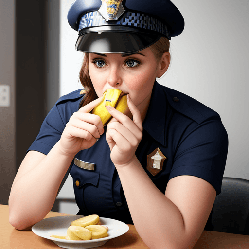 AI generated: police officer eatting a banana
