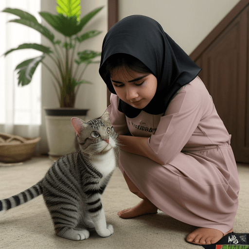 AI generated: dua kucing sebagai anggota pemadam kebakaran, melakukan pemadaman api disebuah gendung bertingkat ya...
