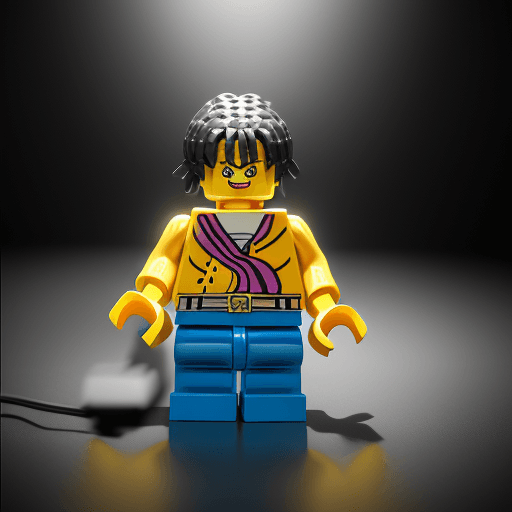 AI generated: mecro shot, Lego one piece, artistic color variations, GF32-64mm f/4 lens, studio lights