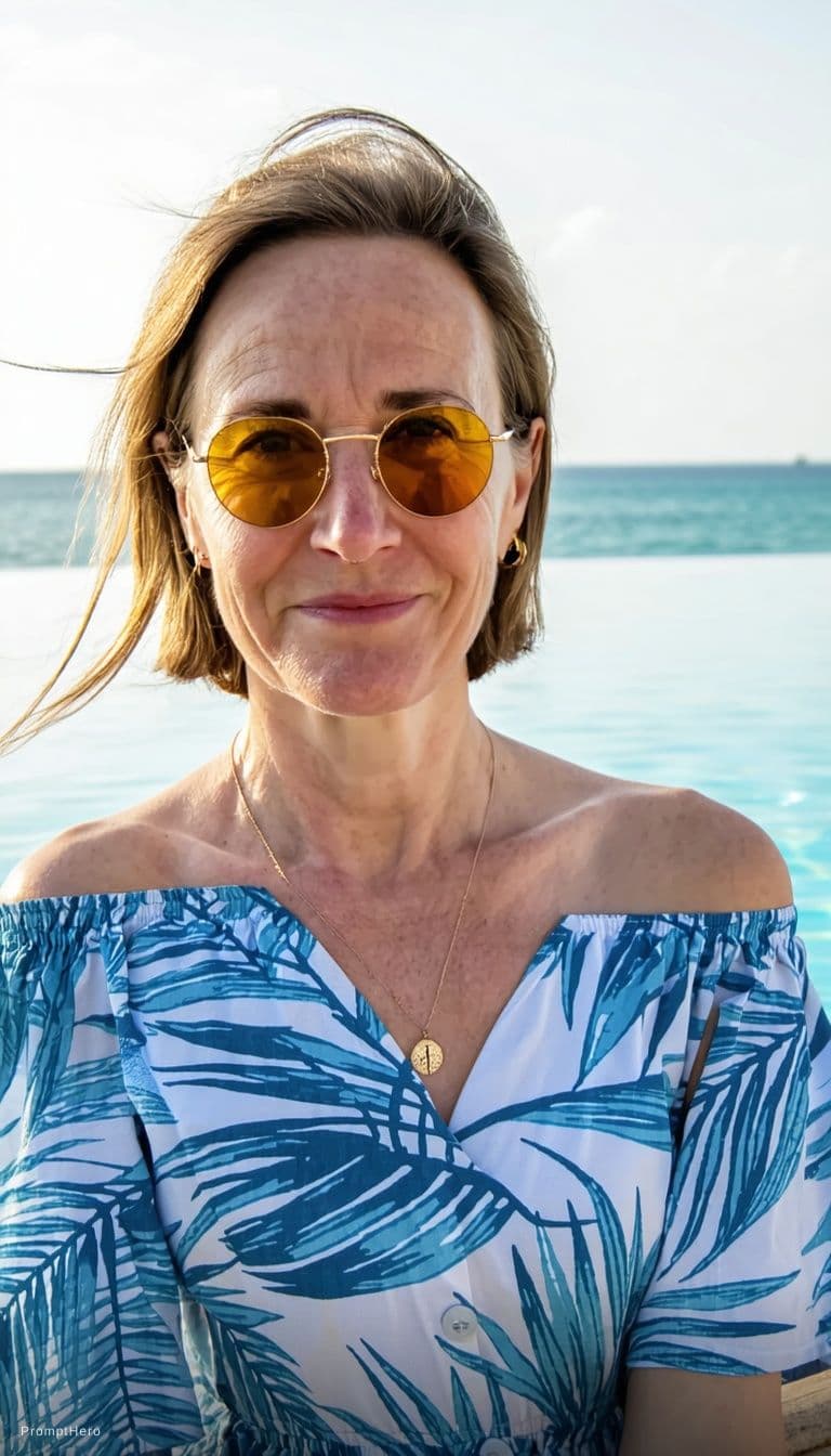 AI generated: Bikini dress boobs are show in the pool