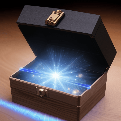 AI generated: Fiber optic laser beam from outside makes a beautiful gift box with bow