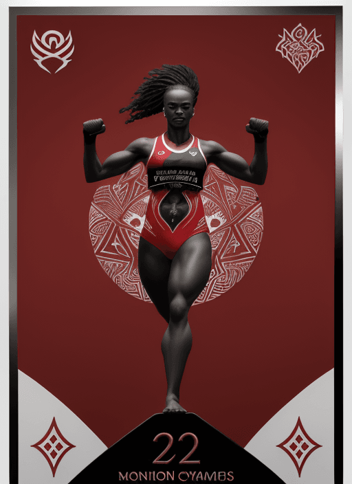 AI generated: 
An crimson and ebony card, adorned with the symbols of the 2024 Paris Olympics, sits against a mono...