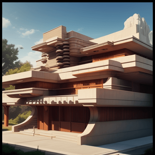 AI generated:  https://s.mj.run/RJzJHkXfTe0  Frank Lloyd Wright style. Futuristic. Daylight. Photorealistic.
