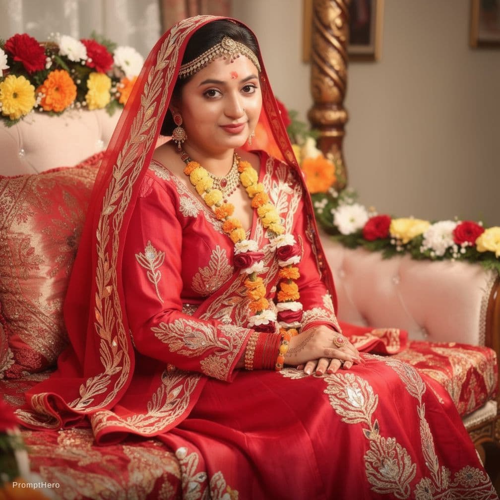 AI generated: indian sexy figure bhabhi Bistar per Leti Hui suhagrat ke kapde pahankar