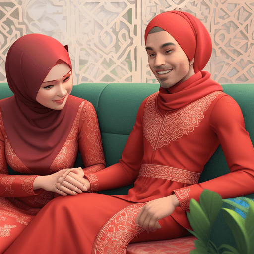 AI generated: 
photo realistic human, 3D text 'Selamat Hari Raya Aidil Fitri' on the centre, happy smiling Malay m...