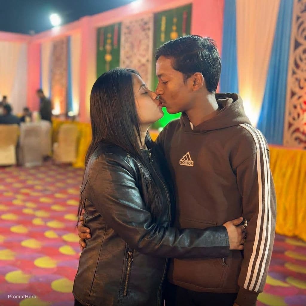 AI generated: Kissing hot of romantic couple 