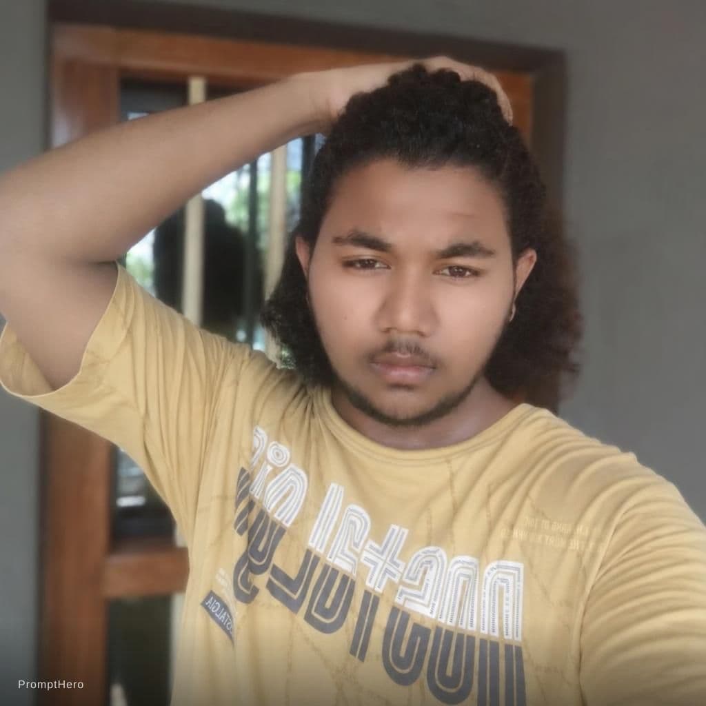 AI generated: Him, posing, handsome, selfie, low quality