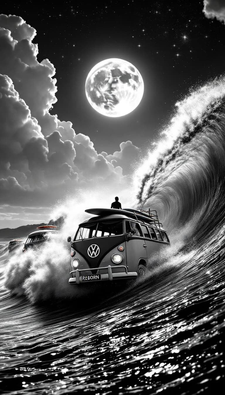 AI generated: A photo realistic  black and white high art photo, portrait view, soft focus, facing directly in fro...