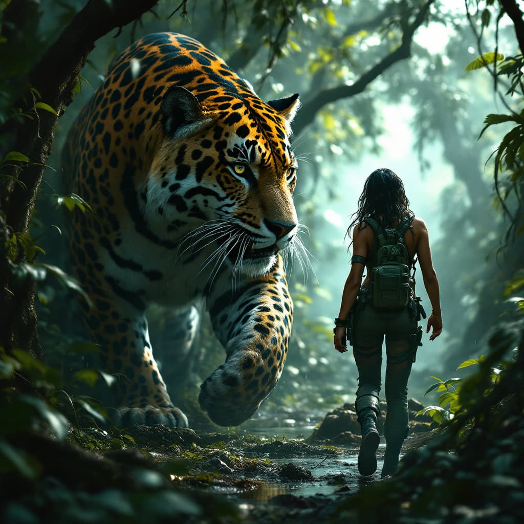AI generated: Highly detailed, and ultra-high definition digital illustration of A Brazilian female soldier in jun...