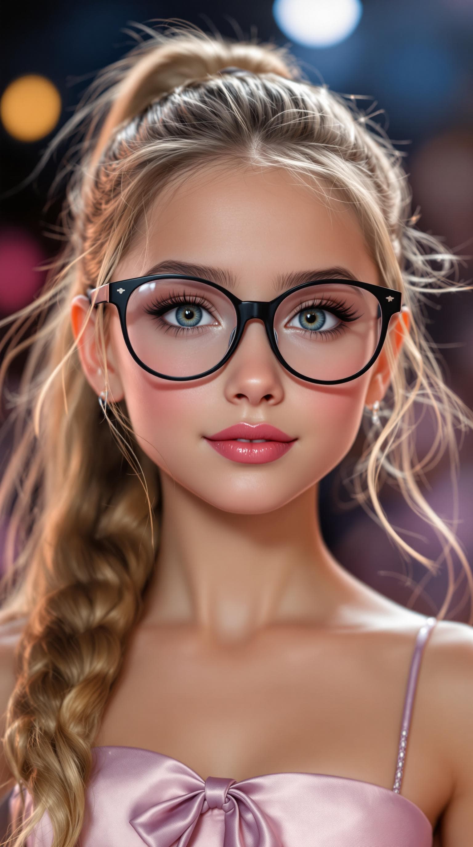 AI generated: A professional photograph of the most beautiful second-grade girl in the world, participating in a b...