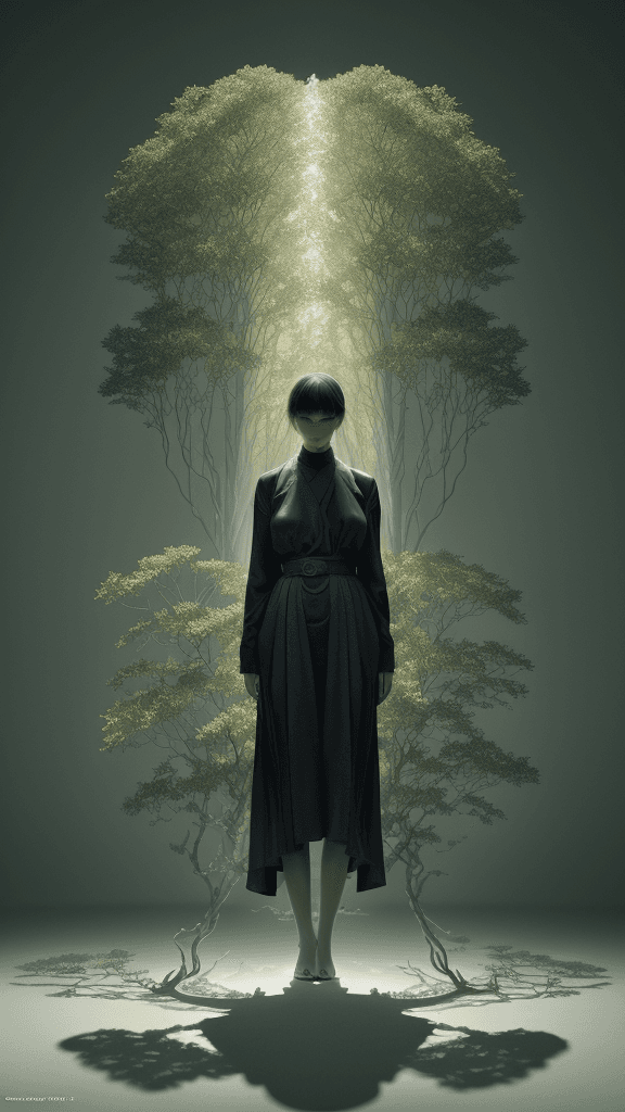 AI generated: Album cover or standalone art piece
Complex nature and shadow work
Masterful control of light diffus...