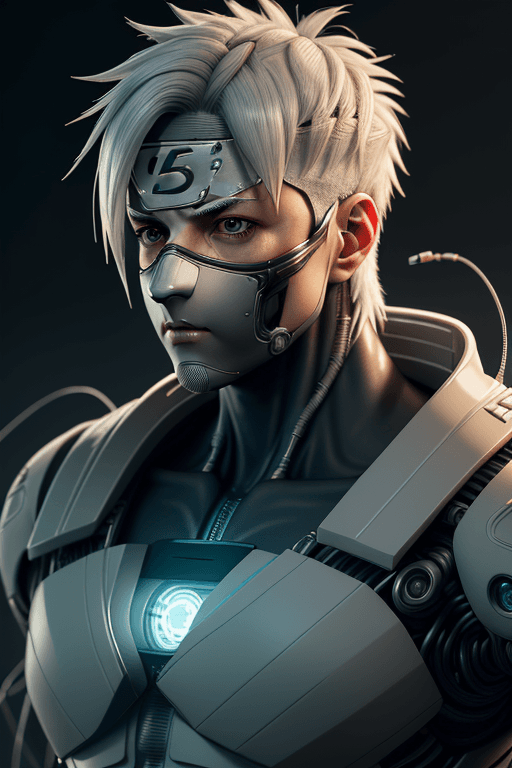 AI generated: ((kakashi)), complex 3d render ultra detailed of a beautiful porcelain profile man android face, cyb...