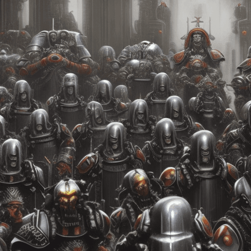 AI generated: Warhammer 40000 futuristic techno christ disciples, living, photorealistic