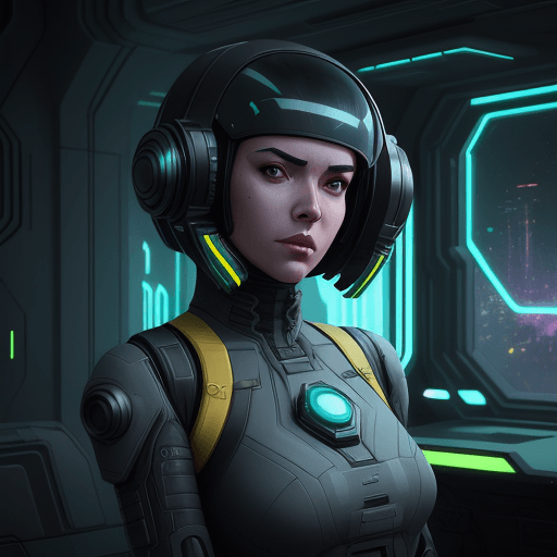 AI generated: sci fi character art, cool artwork, futuristic style, in the style of 32k uhd, atey ghailan, geoff j...
