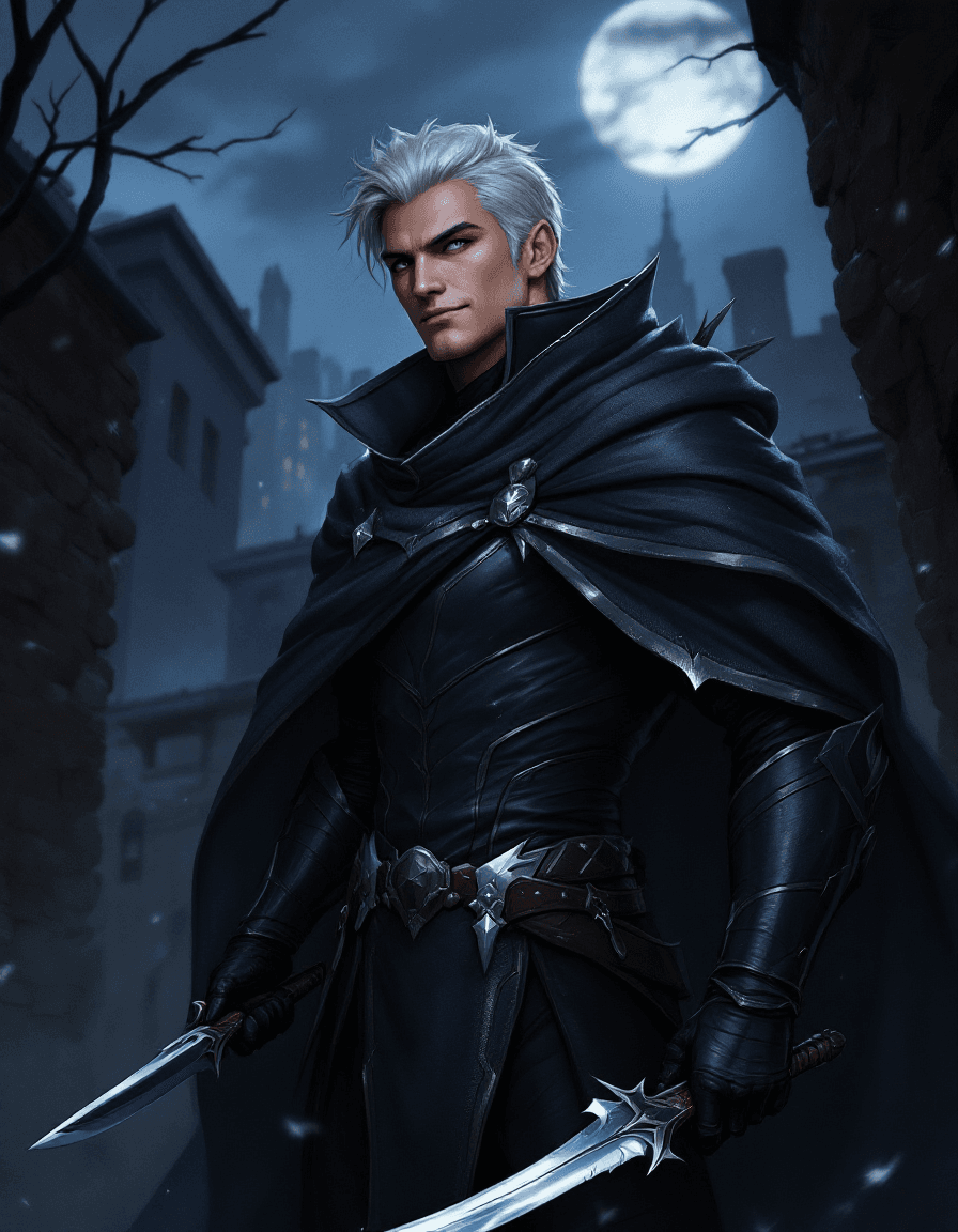 AI generated: "Create a concept art for Artemis, the Silver Sentinel, a nimble and elusive rogue known for his agi...