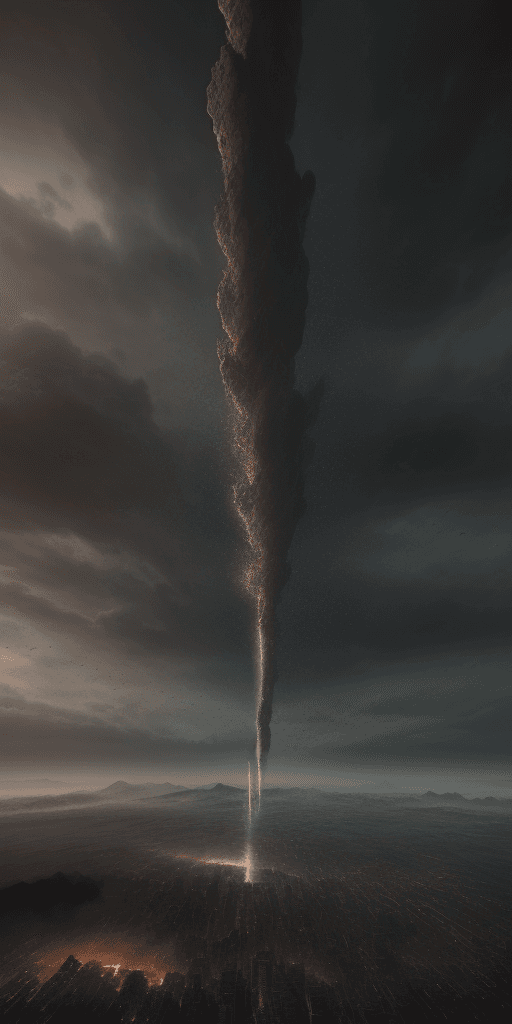 AI generated: stolen falling sky , epic , 8k , hd , black, gray and brown tones