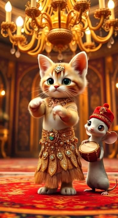 AI generated video: cat dance and mouse beat drum