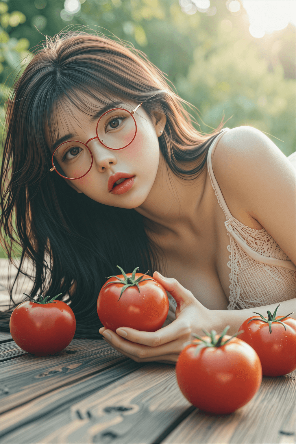 AI generated: A vertical ultra-realistic masterpiece CCDstyle photograph of a beautiful young woman lying on her s...