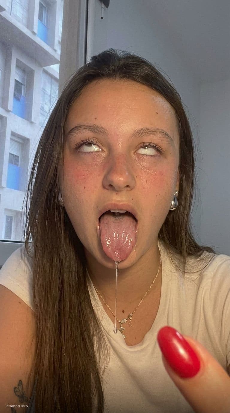 AI generated: Aheago face with drooling tongue saliva