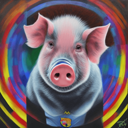 AI generated: Messi smiling with the pig, portrait, (1.1), painting_(middle), oil_painting_(middle), chalky_colors...