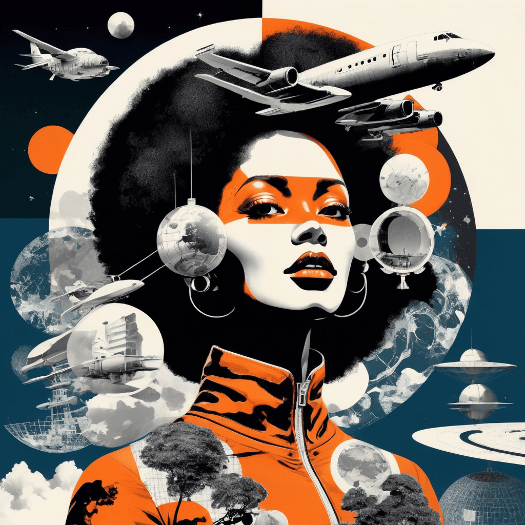 AI generated: Modernist- high contrast surreal vector collage with contrast colors and without negative, Graphic d...