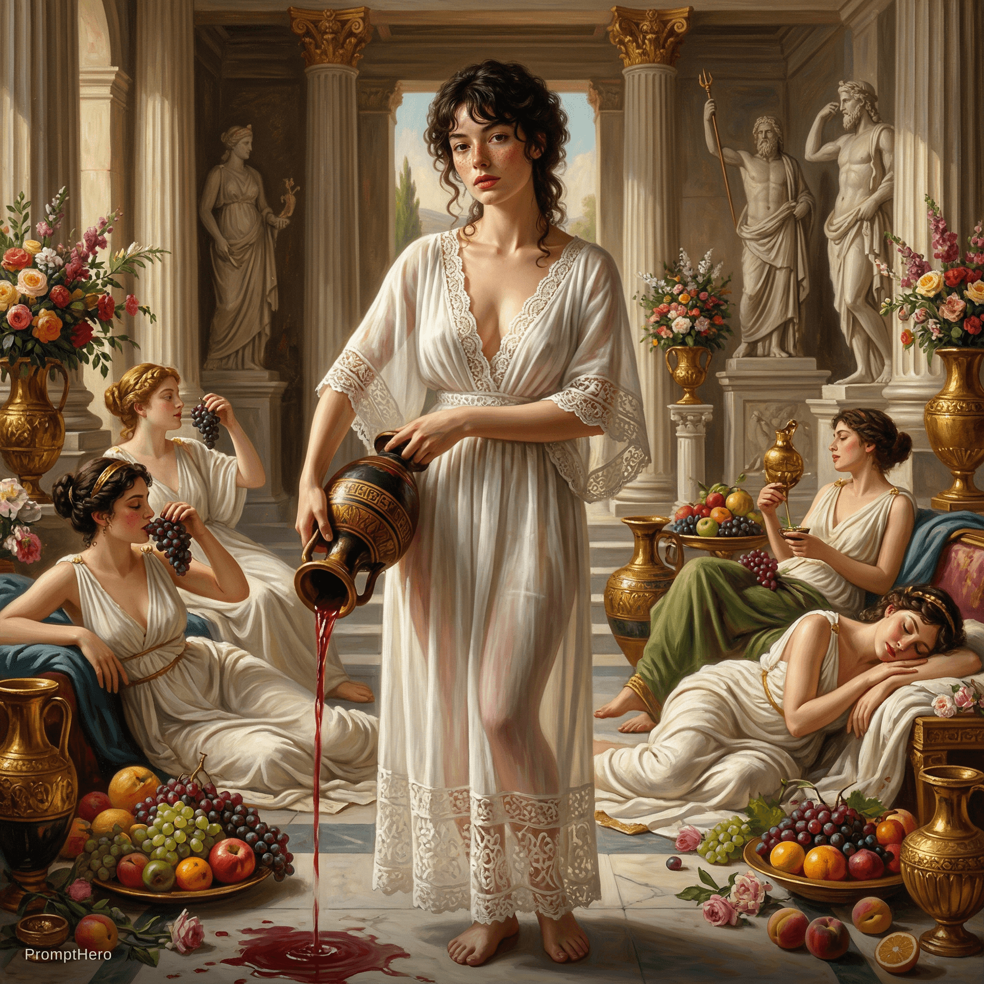 AI generated: fais-moi une version callypige de moi en aphrodite, déesse en voile blanc et dentelles translucide 1...