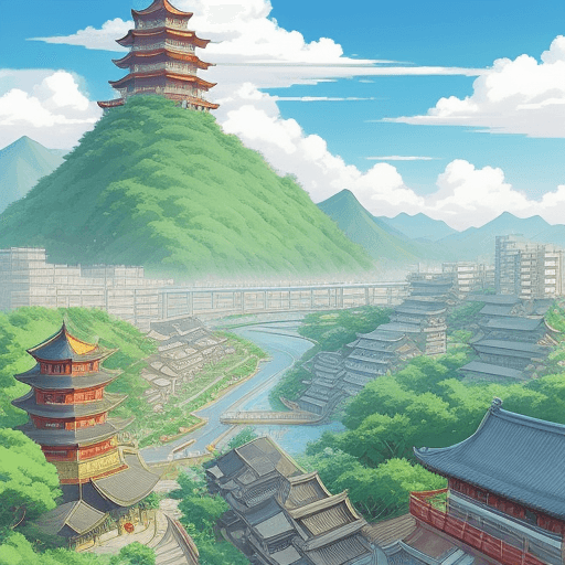AI generated: perfect anime illustration of a Chinese City, art by studio ghibli