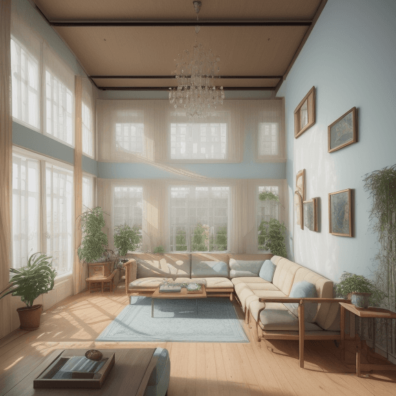 AI generated: High resolution photography interior design, dreamy sunken living room conversation pit, wooden floo...