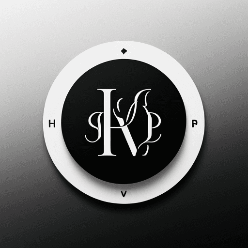 AI generated: A modern, creative, flat, monogram logo of ((detailed Heart)) white background, black and white, gre...