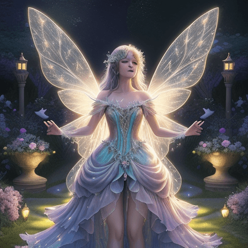 AI generated: high quality, 8K Ultra HD, Enchanted Moonlit Garden, In the heart of the garden stands a beautiful g...