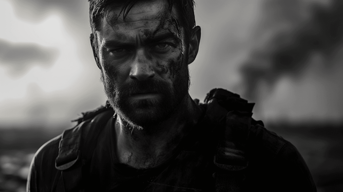 AI generated: antony starr as apocalyptic survivor, 16-35mm lens, f/1.8, global illumination, natural light, uplig...