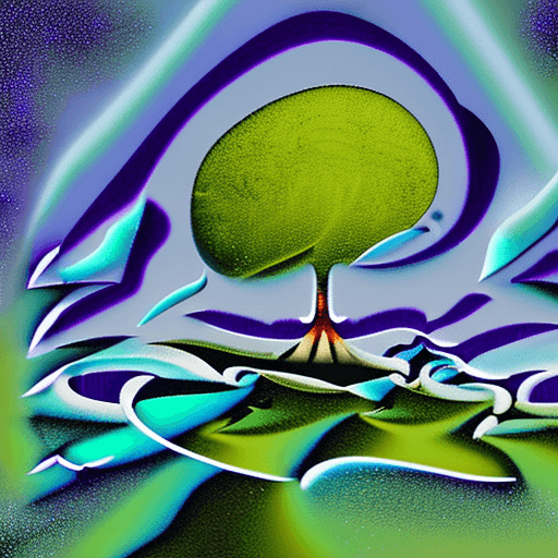 AI generated: bright painting of a tree with stars in the sky, in the style of dreamlike fantasy creatures, multil...