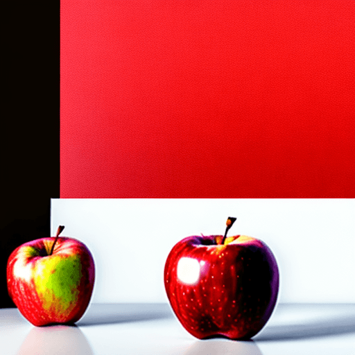 AI generated: foreground: group of 2 red apples 
background: white wall
style: cartoon