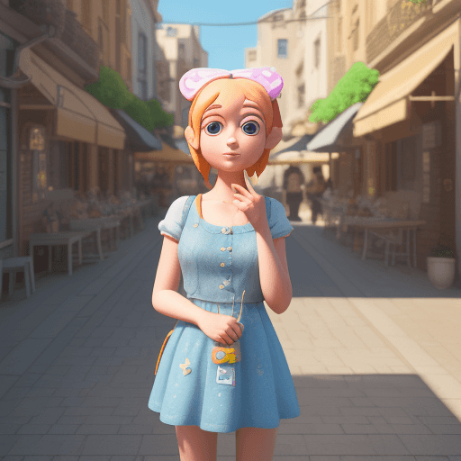 AI generated: A very cute girl, 35 years old, in beautiful street, at sunny day, 3d art, c4d, octane render, ray t...