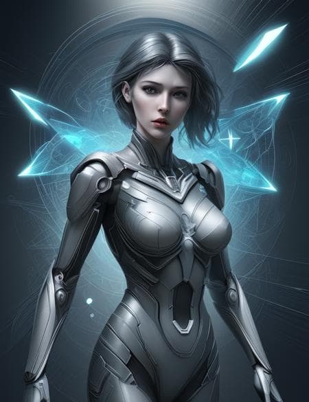 AI generated: DEwoman, Assemblage Art, Enchanting, Transmittance, RenderWare engine, Geometric, Digital Illustrati...