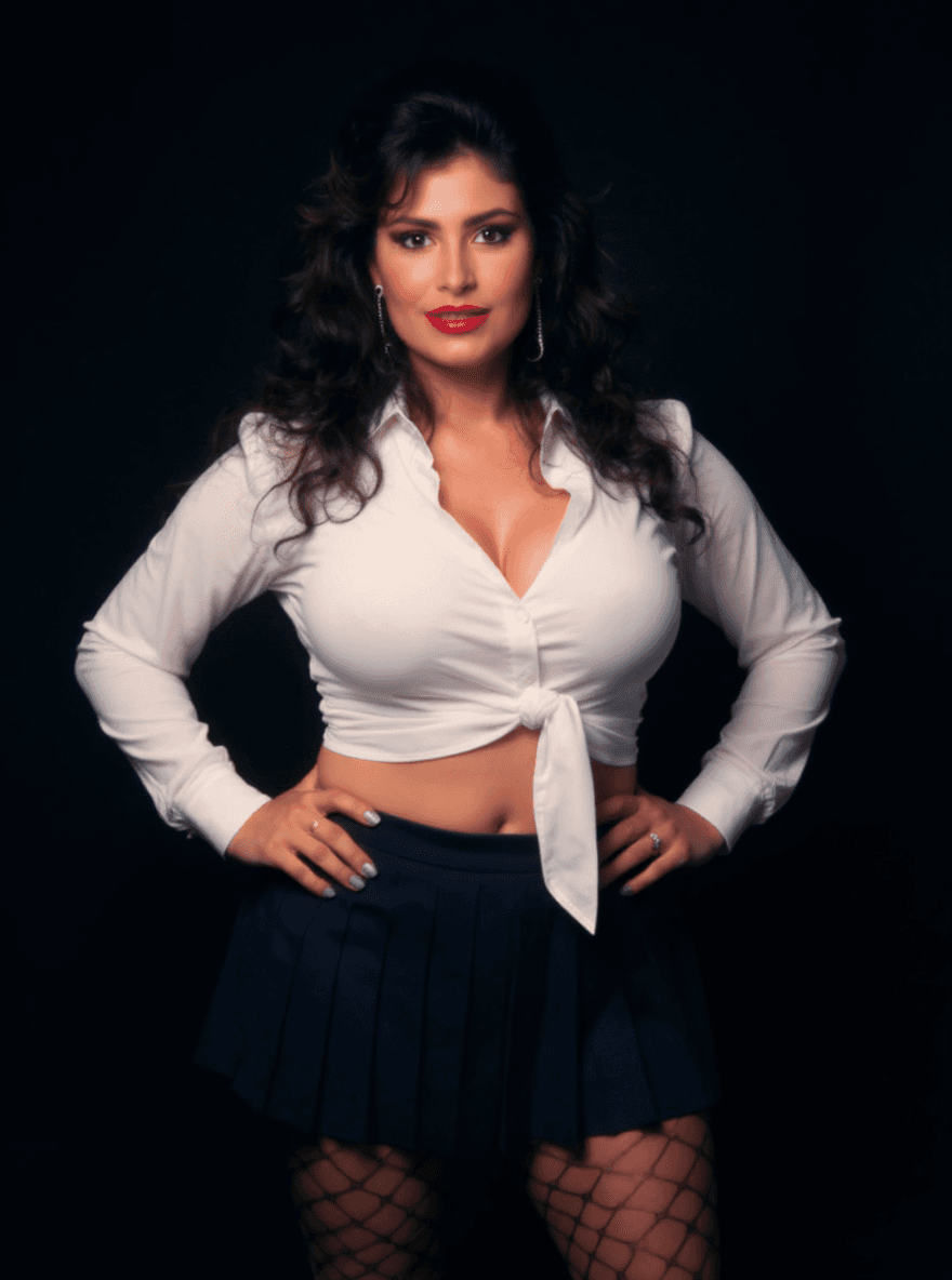 AI generated: WHITE american  BEAUTY woman,age 31,HYPER HUGE ENDOWED K CUP SIZE, BRONZE TANNED SKIN,VOLUPTOUS ,bru...