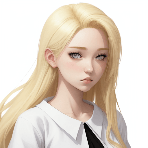 AI generated: a simple cartoon of a beautiful 18 year old woman with blonde hair, white background, black robes of...