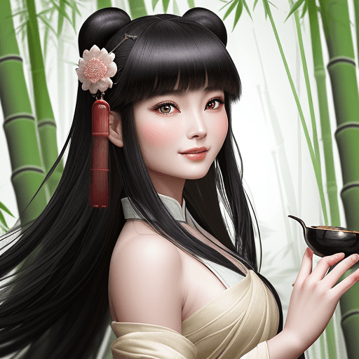 AI generated: Ancient China, Han Dynasty 1500-year graceful and elegant girl, enchanting eyes, filled with joy and...
