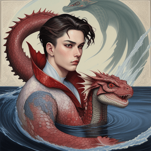 AI generated: water dragon painting, in the style of ayami kojima, tumblewave, chinapunk, frank xavier leyendecker...