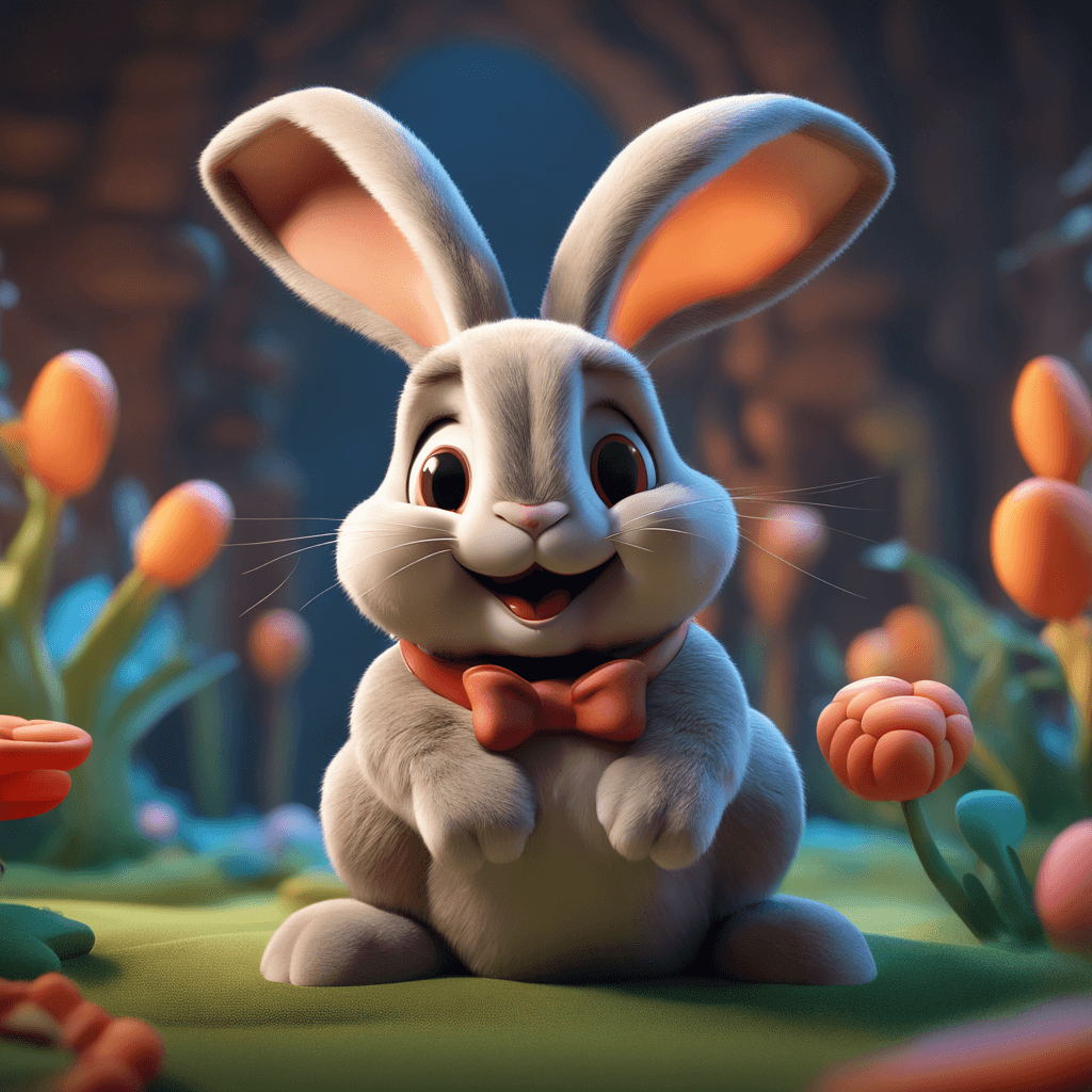 AI generated: A rabbit happy cartoon image, Disney Style, perfect composition, beautiful detailed intricate insane...