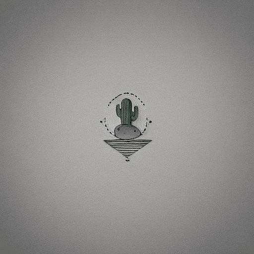AI generated: Tattoo design that symbolically represents the concepts of  cat, cactus, trust, road, and sea in a m...
