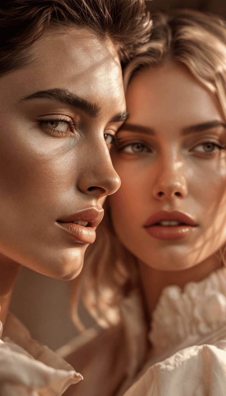 AI generated: crie uma campanha publicitária de roupa, duas modelos, cabelos ruivos e loiros, beleza, Dior, ótima ...