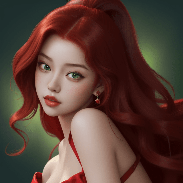 AI generated: a close up of a woman with long red hair, inspired by porn, princess art, beautiful Selena, glowing ...
