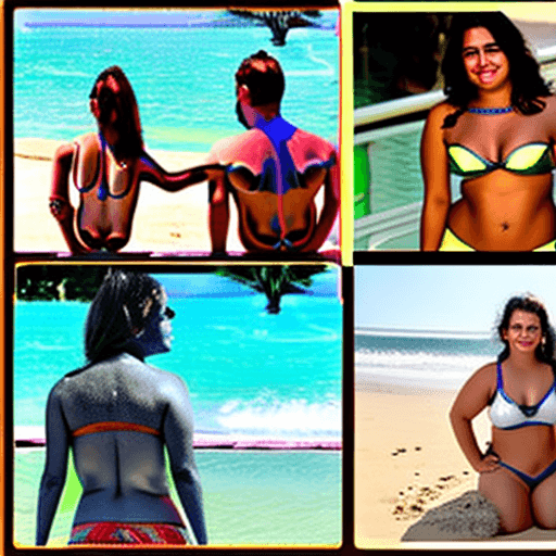 AI generated: hot Indian two sexy plus size bikini girls  full picture showing their sexy cleavage showing the gir...