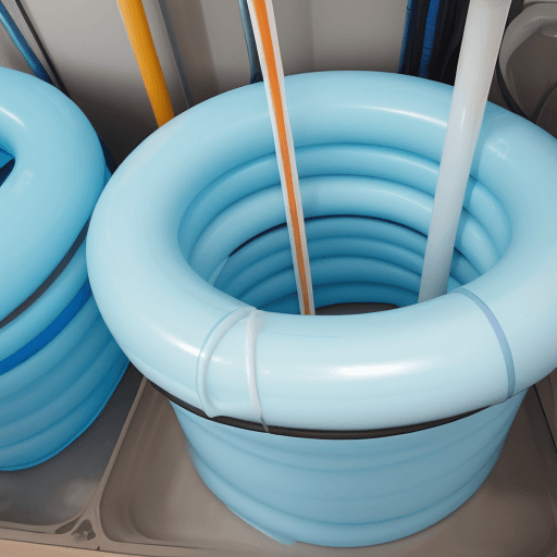 AI generated: tubos de pvc en tuberías de agua y desagüe en una instalación casera en formato horizontal