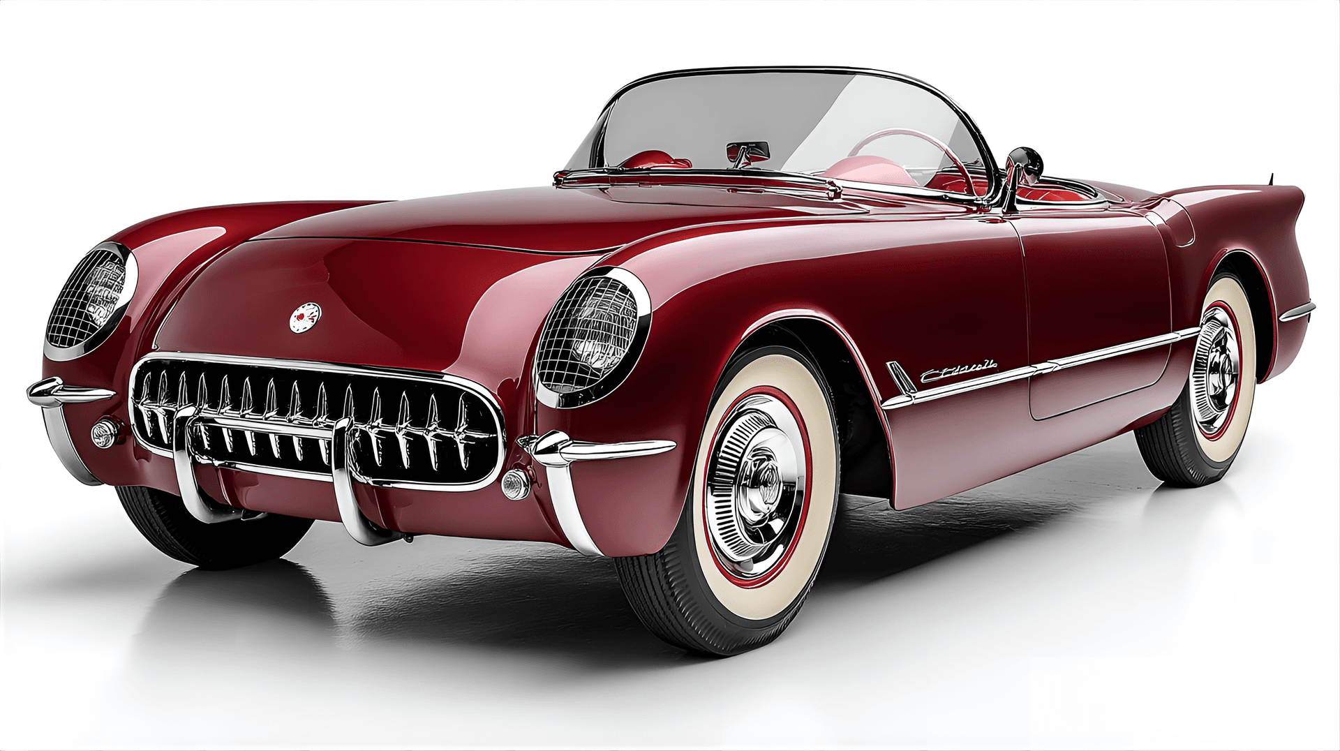 AI generated: 1953 Corvette C1 clipart, featuring its iconic rounded fenders, chrome grille, and open-top
roadste...