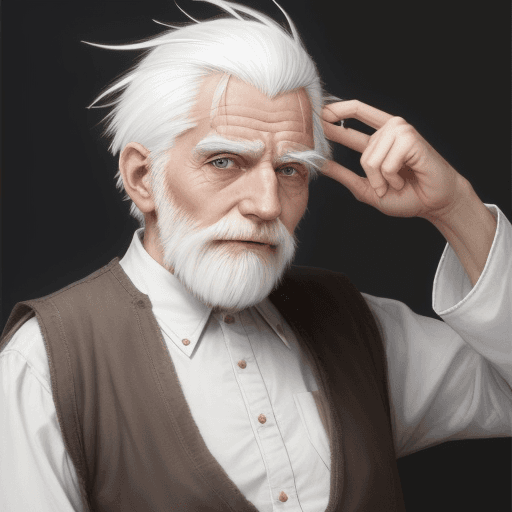 AI generated: An old man with white hair have an idea
